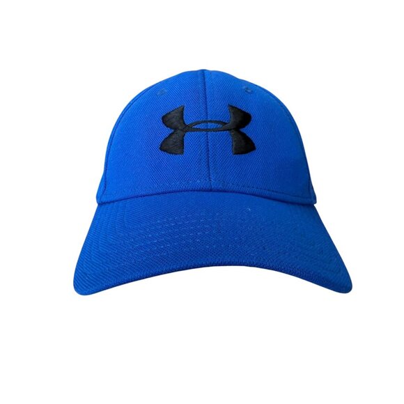 Under Armour Hat Blue Embroidered Fitted Black Logo Pro Fit Cap - Men M/L - Picture 2 of 7